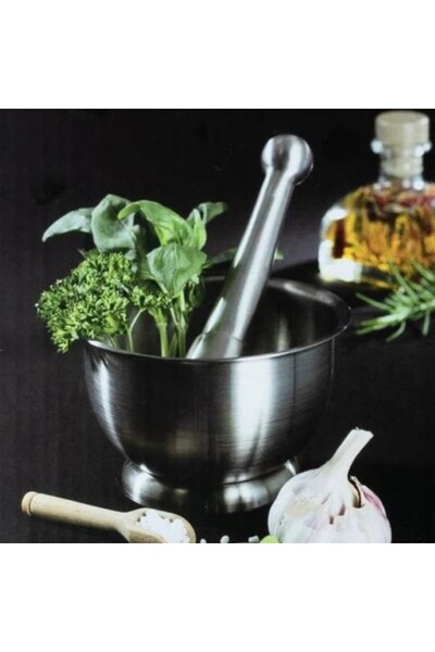 FİVE Stainless steel mortar and pestle for herbs and spices, Five, 12x8 cm