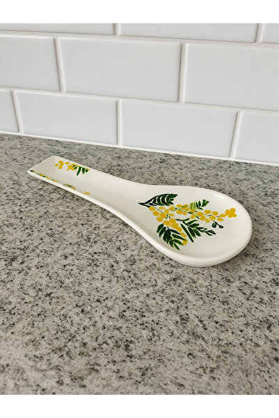 Piatti Naturali Suport pentru linguri din ceramică cu model de mimosa, pentru blat