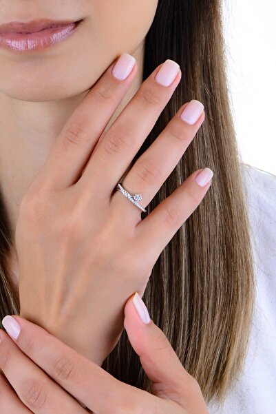 Söğütlü Silver Gümüş rodyumlu zirkon taşlı kuyruklu şans yıldızı yüzük