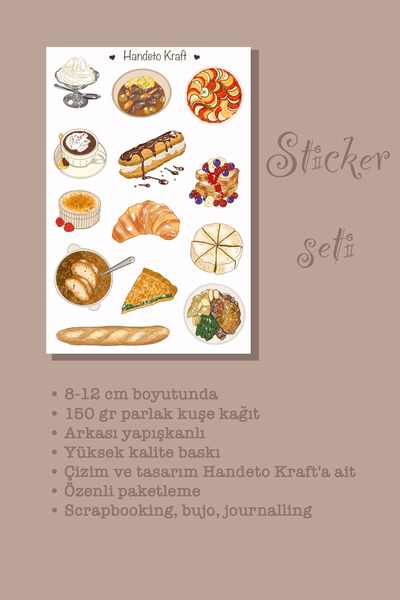 Handeto Kraft French Food Sticker, Planner Sticker, Decal, Scrapbook, Journal Sticker, Sticker, Sticker