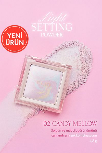 CLIO Tone Equalizing & Fixing, Fine Structure, Shimmering Powder Light Setting Powder 02 Candy Mellow
