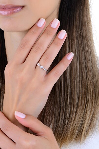 Söğütlü Silver Gümüş rodyumlu zirkon taşlı parıltılı yıldız tozu yüzük