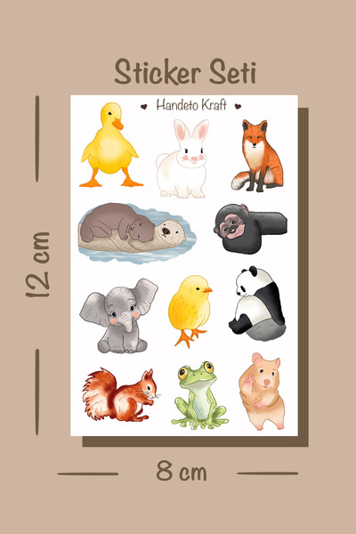 Handeto Kraft Cute Animals Sticker, Planner Sticker, Decal, Scrapbook, Journal Sticker, Sticker, Sticker