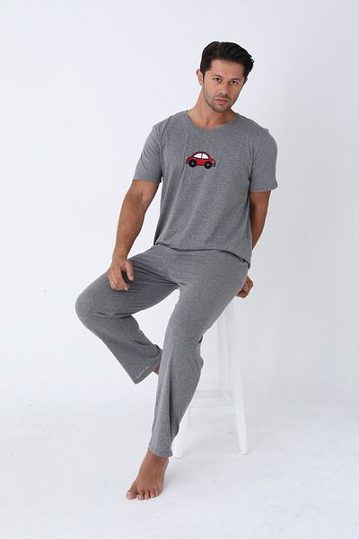 ELİTOL Men's Short Sleeve Knitted Pajamas Set