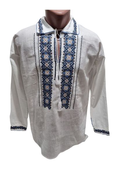 OEM Traditional shirt, folk motif embroidery, 100% cotton, men's navy blue XXXL