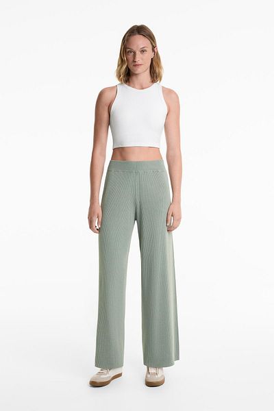 Oysho Washed knit straight-leg trousers