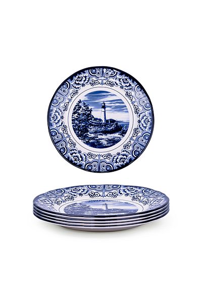 Claytan Lighthouse Blue 8-Inch Ceramic Salad Plate (Set of 4)
