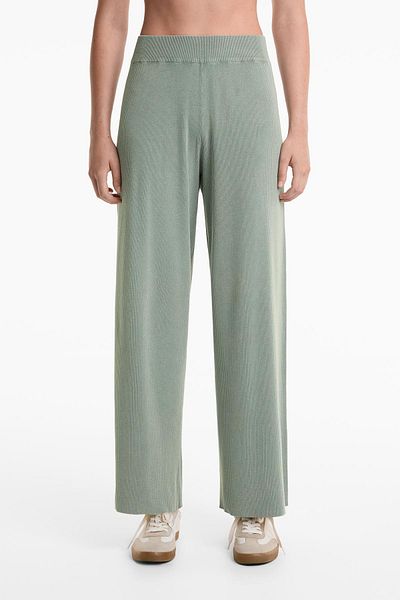 Oysho Washed knit straight-leg trousers