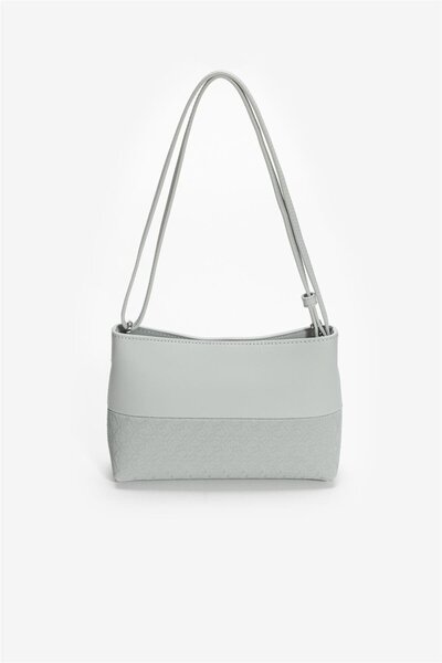 Calvin Klein Women's Zippered Shoulder Bag with Ck Monogram Extra Interior Compartment and Adjustable Strap Gray