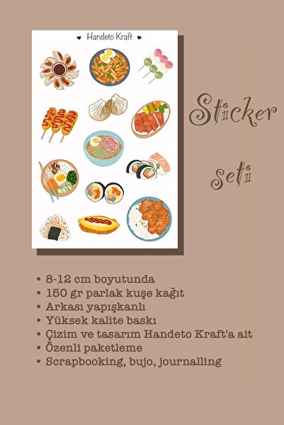 Handeto Kraft Asian Food Sticker, Planner Sticker, Decal, Scrapbook, Journal Sticker, Sticker, Sticker