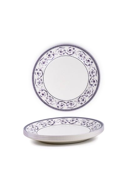 Claytan Callista 10.5 inch Ceramic Dinner Plate (Purple & White, Set Of 6)