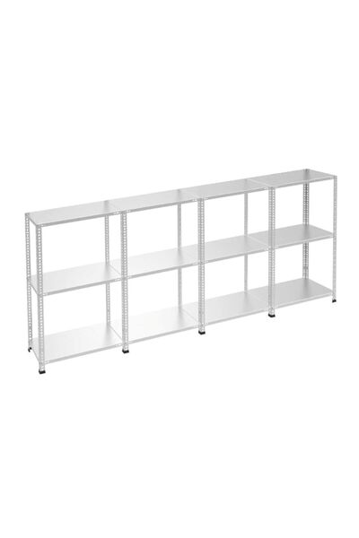 cemil tasarım 3 katlı 4 lü bitişik galvaniz kaplama çelik raf modülü