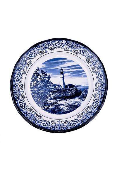 Claytan Lighthouse Blue 12-Inch Ceramic Chop Plate (Set of 1)