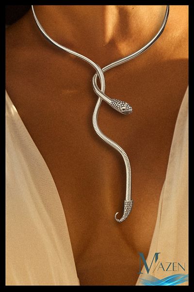 MAZEN Snake Model Metal Necklace |   Fixed Shape |   Eye-Catching Style in Special Moments |   Women's Jewelry