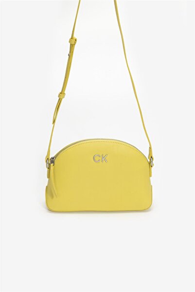 Calvin Klein Kadın Deri Marka Logolu Fermuarlı Günlük Kullanım Sarı Omuz Çantası K60K611444-ZAV