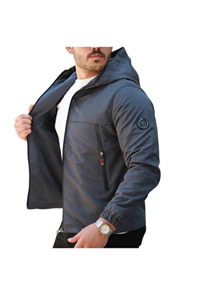 ROSSPALL معطف بغطاء للرأس موسمي مقاوم للماء للرجال