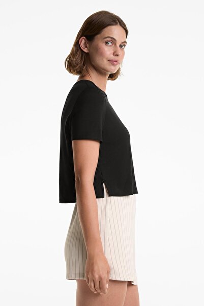 Oysho Lyocell blend short-sleeved crop T-shirt