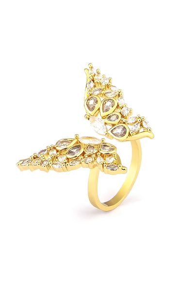 Eva Grace Elsie ring, gold, butterfly-shaped, adjustable - Boheme Collection