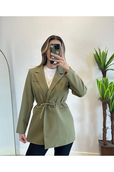 Hazel Jachetă blazer cu talie kaki pentru femei