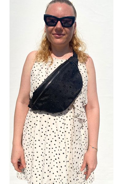 TALKING DREAMS Black Patterned Faux Leather Waist Bag