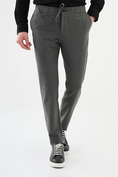 Mcr Striped Super Slim Fit Elastic Waist Drawstring Men's Trousers Gray - 38287.24K