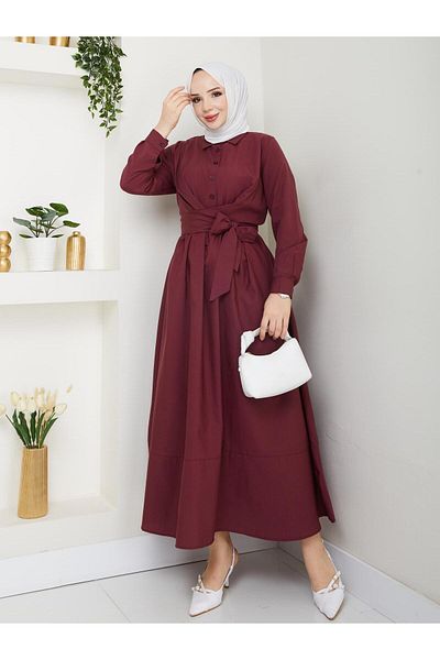 Moda Krash Bel Girdle Poplin Summer Dress