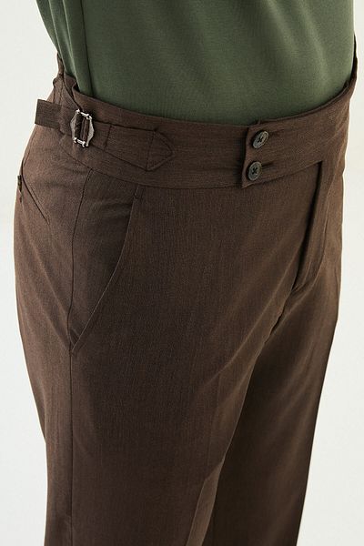 Mcr Straight Slim Fit Men's Trousers with Buckle Waist Brown - 38319.25Y