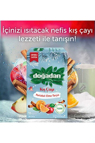 Doğadan Kış Çayı Portakal, Elma ve Tarçın Aromalı Bitki Çayı 18’li Poşet | Sıcak & Baharatlı Lezzet