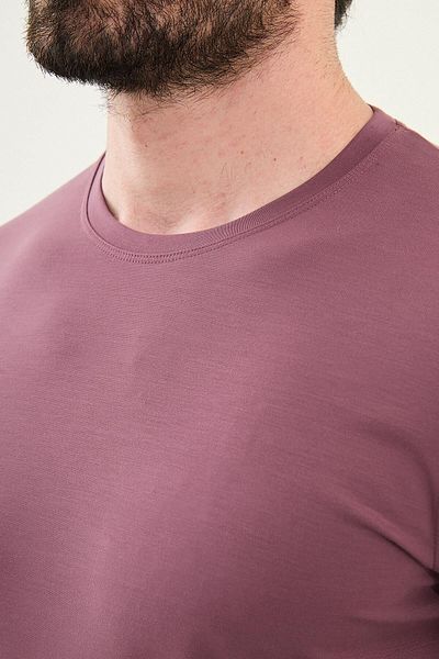 Mcr Plain Slim Fit Crew Neck Basic Men's T-Shirt Plum - 36863.25Y