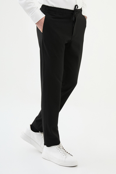 Mcr Çizgili Super Slim Fit Beli Lastikli İpli Erkek Pantolon Siyah - 38287.24K