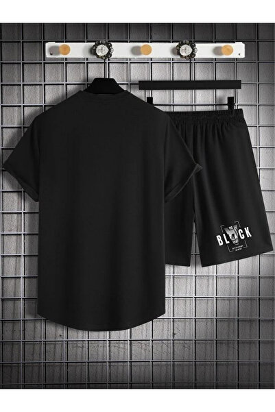 dont quıt Ανδρικό Μαύρο Σορτς & T-shirt 2 τεμαχίων Οβάλ κοπής THE BLACK