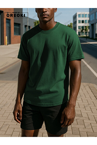 EFFRENATU Men's Forest Green T-Shirt & Basic Shorts Set - Cotton, Relaxed Fit