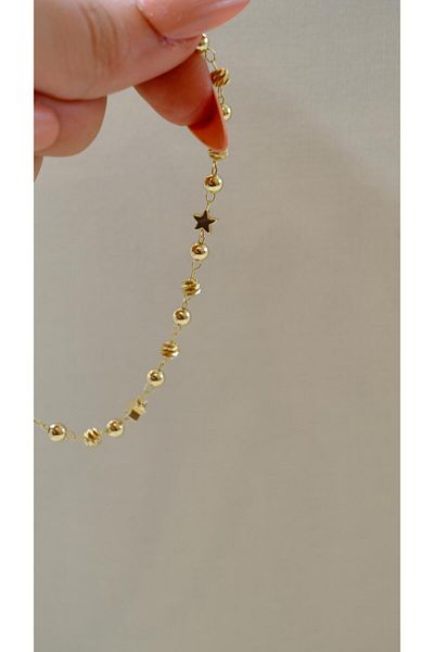Jerie Gold Dorika and Star Detail Anklet