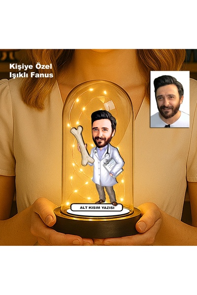 MK Sanart Kişiye Özel Erkek Karikatür Fanus | Meslek ve Hobi Temalı Işıklı Biblo