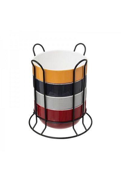 Secret de Gourmet Set de 4 boluri cu suport, Colorama, 500 ml