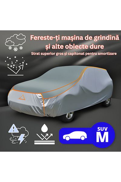 Tim Prelată auto impermeabilă anti-grindină, material premium, strat suplimentar elastic, SUV M