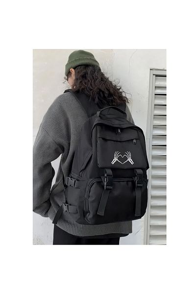 Touz Moda Σχολική τσάντα πλάτης Palaska με γοτθικό σχέδιο