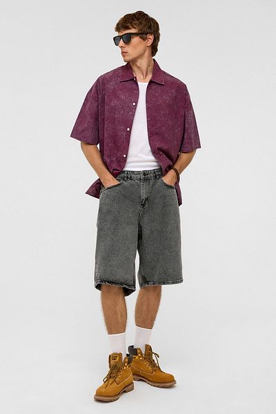 VAMOSCLO Oversize Bermuda Denim Shorts Gray