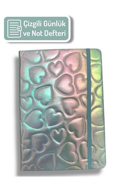 madam gold Heart Daily or Notepad Lined 80 Sheets with Rubber