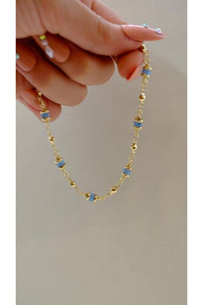 Jerie Gold Colored Topcuk Detail Anklet