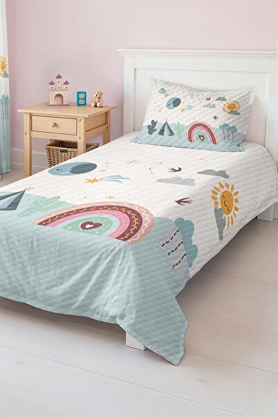 Realhomes مجموعة بيكيه مفردة للأطفال والرضع بألوان الباستيل ذات طابع قوس قزح ...