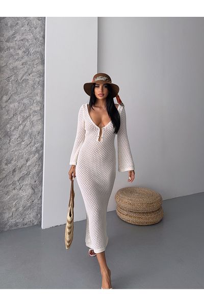 erki triko Pareo Knitwear Dress with Openwork Accessories