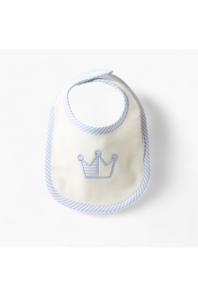 giggles Embroidered Bib with Snap Button Closure