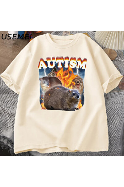 Tarzsokak Autism Capybaras Graphic T Shirt Funny Meme Cotton Short Sleeve Tshirt Causal Women Men Print 3014