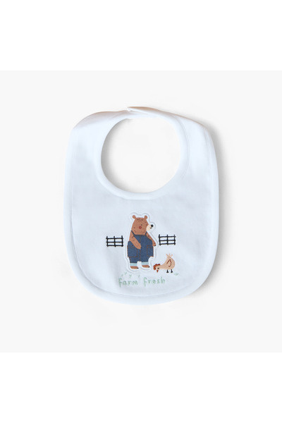 Juniors Farmyard Animals Embroidered Bib with Snap Button Closure