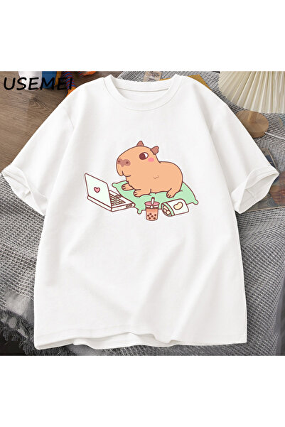 Tarzsokak Tricou Capybara Use Computer pentru bărbați, amuzant, largi, din bu...