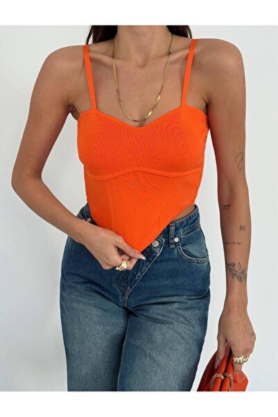Bisou kadın korse formlu ribana atlet - body fit crop