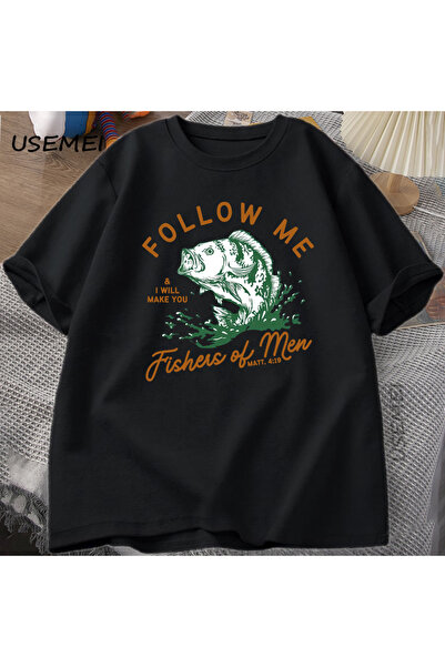 Tarzsokak Tricou retro religios Follow Me anii 90 Pescari Bărbați Biblie Tİsa...