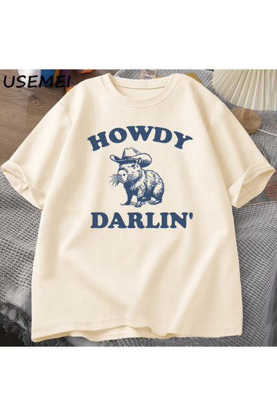 Tarzsokak Tricou vintage anii '90 cu capibara amuzantă pentru femei, retro Y2...