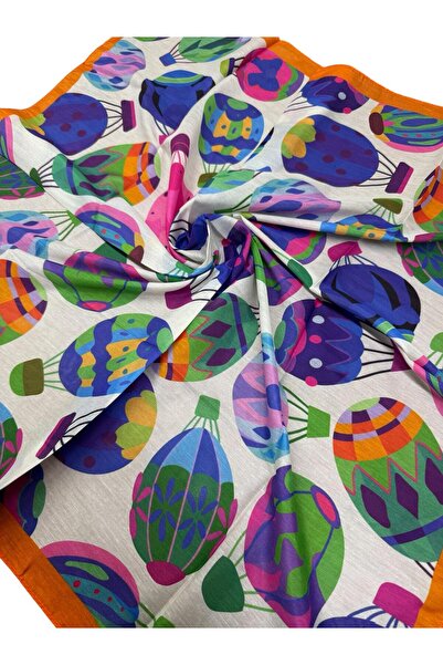 mih avm وشاح أطفال أبيض وبرتقالي على شكل بالون طائر للبنات (75*75 سم)